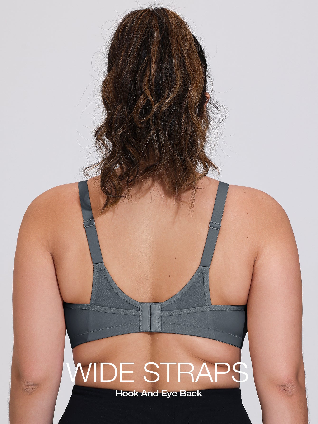 Wingslove Women's Sports Bra Full Coverage Wireless Bra Plus Size High Impact Non Padded Workout Bra,Gray