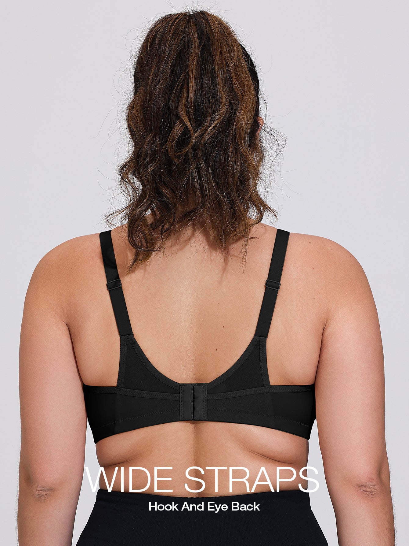 Wingslove Women's Sports Bra Full Coverage Wireless Bra Plus Size High Impact Non Padded Workout Bra,Black