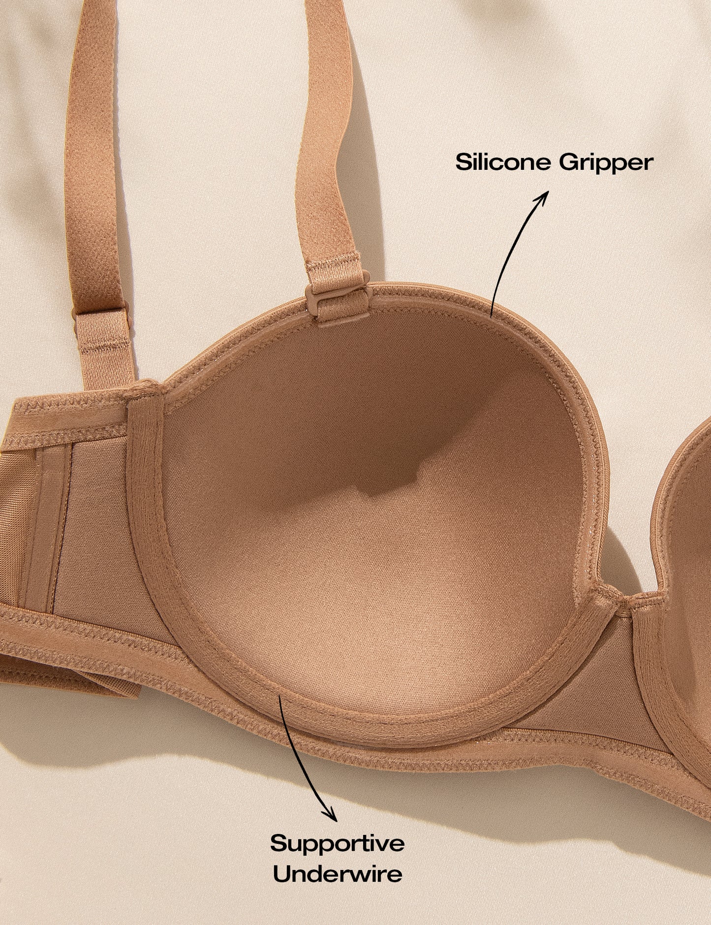 Deyllo Women Brown Strapless Bras Full Cup Push Up Underwire Support Padded Bra