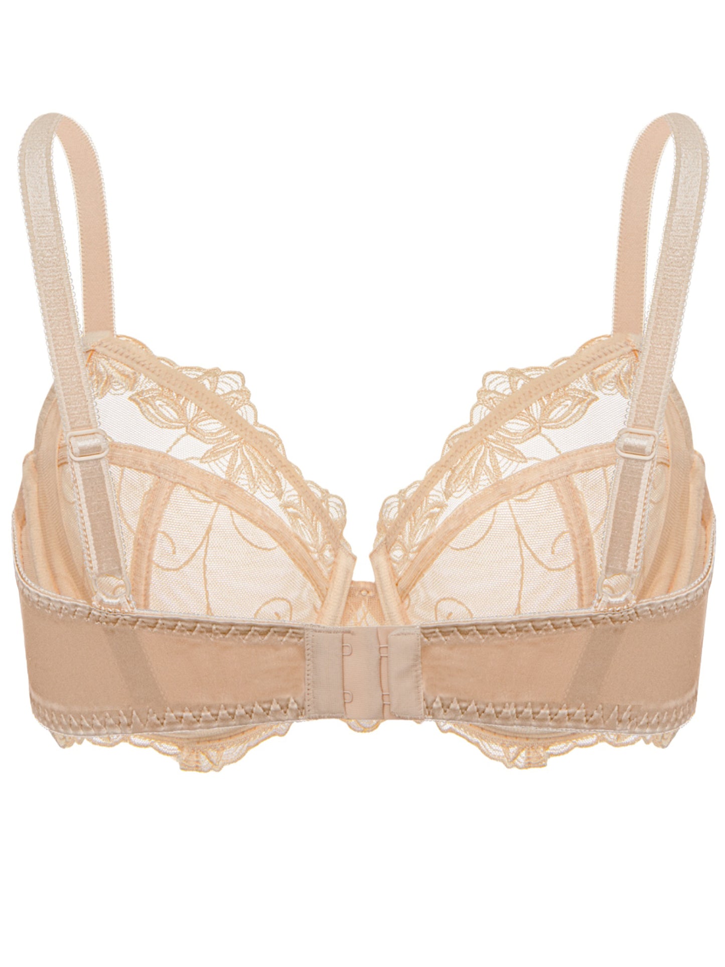 Deyllo Women's Push up Lace Bras Plus Size Unpadded Full Figue Underwire Support Demi See Though Bra, Beige
