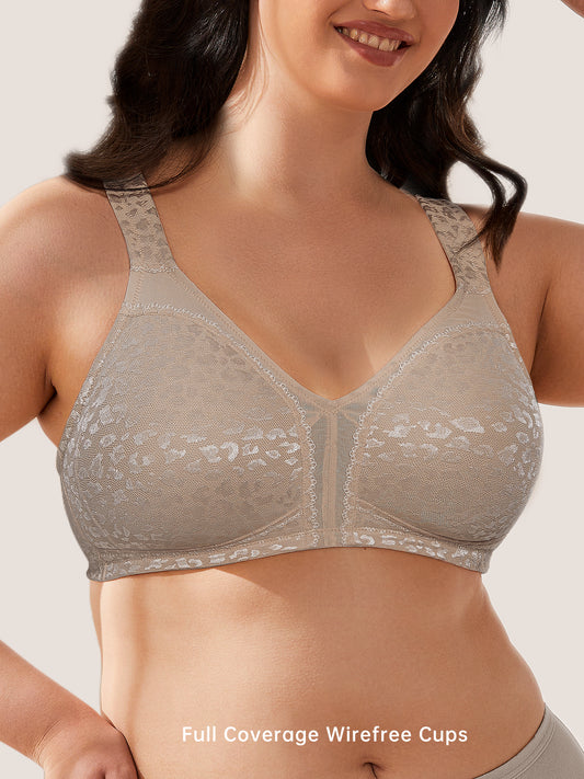 Wingslove Women's Plus Size Full Coverage Minimizer Bra Wirefree Non Padded for Everyday Comfort, Toffee