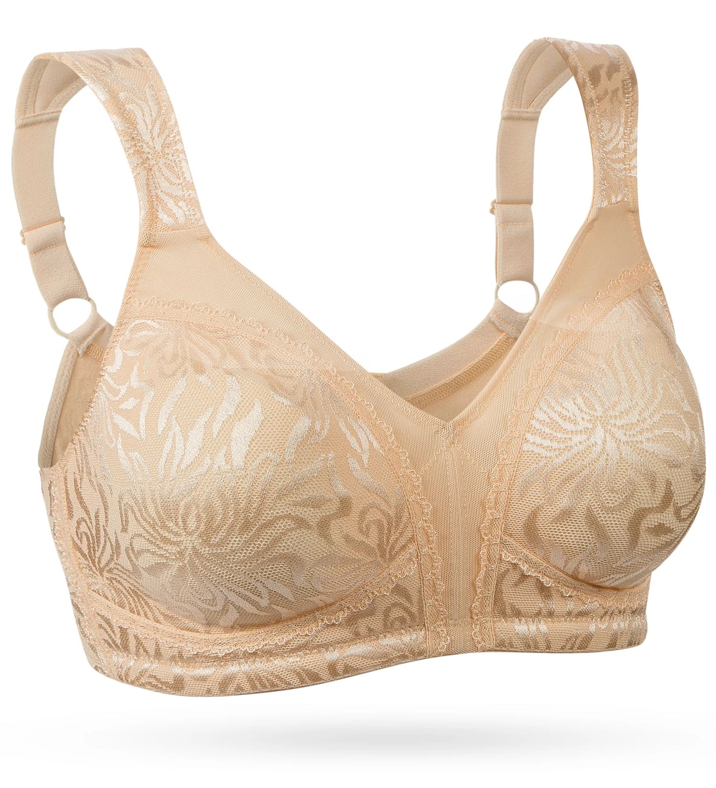 Wingslove Women's Full Coverage Plus Size Bra Non Padded Wireless Minimizer Bra, Dark Nude