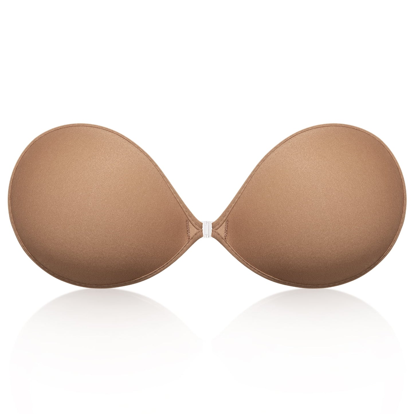 Wingslove Adhesive Bra Reusable Backless Strapless Push-up Silicone Invisible Sticky Bras for Backless Dress,Milk Coffee