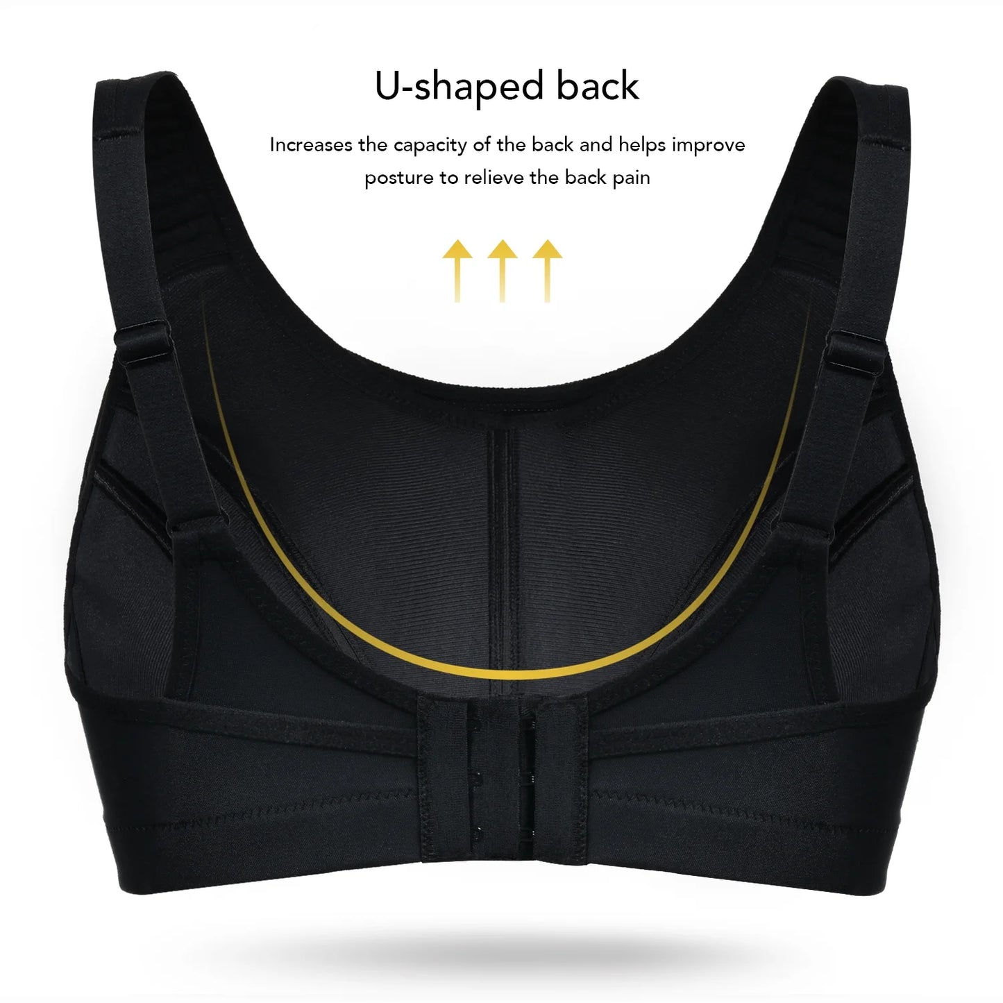 Wingslove Women's Non Padded Wireless Plus Size High Impact Sports Bra, Black