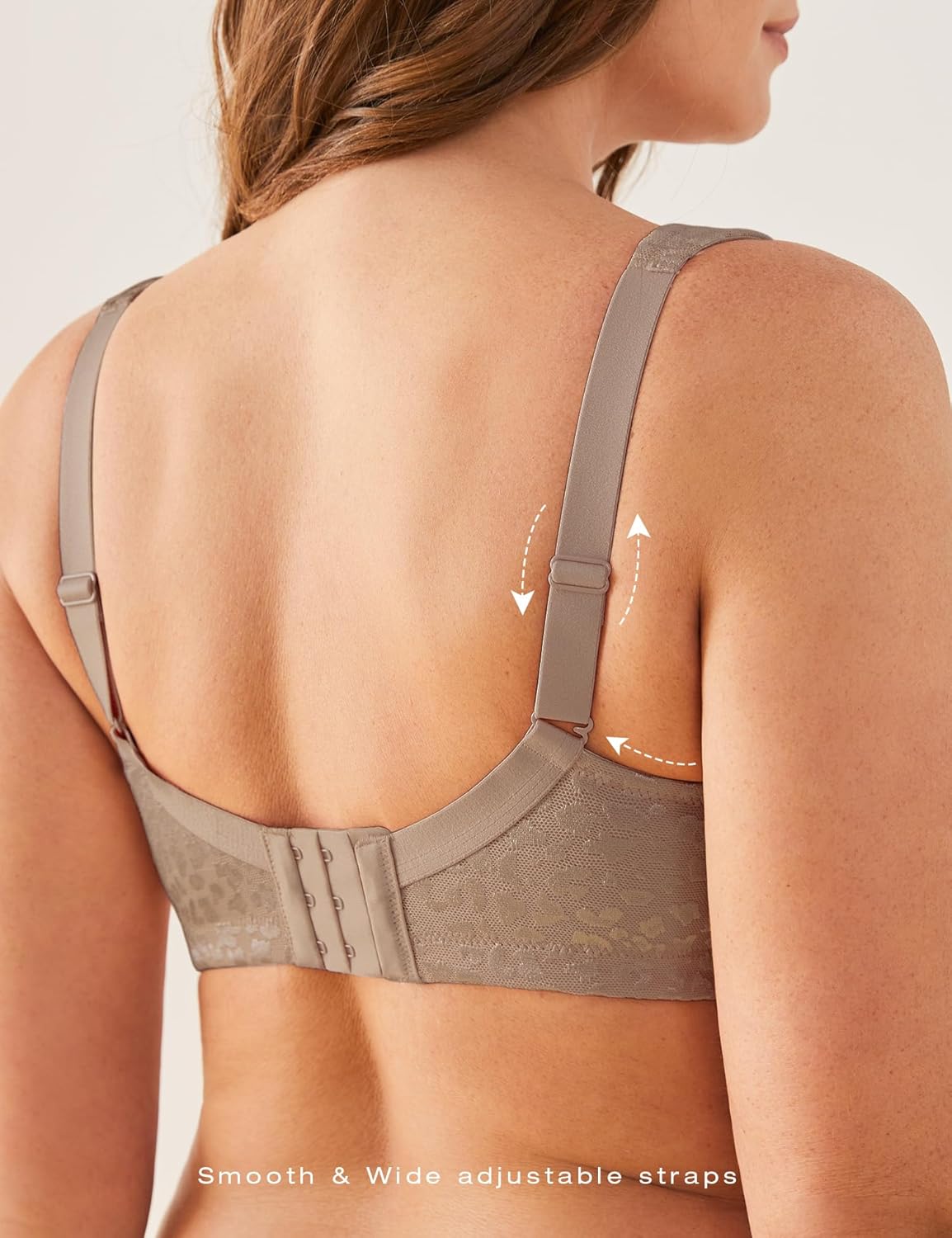 Deyllo Women's Full Coverage Comfort Wire Free Minimizer Support Bra Non Padded Toffee Pattern