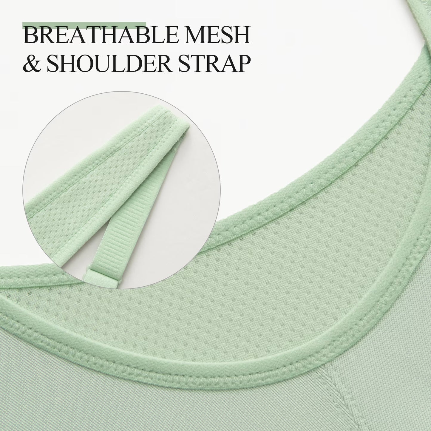 Deyllo Women Wireless Sport Bras High Impact Support Workout Bras Full Coverage No Padded Comfort Light Green