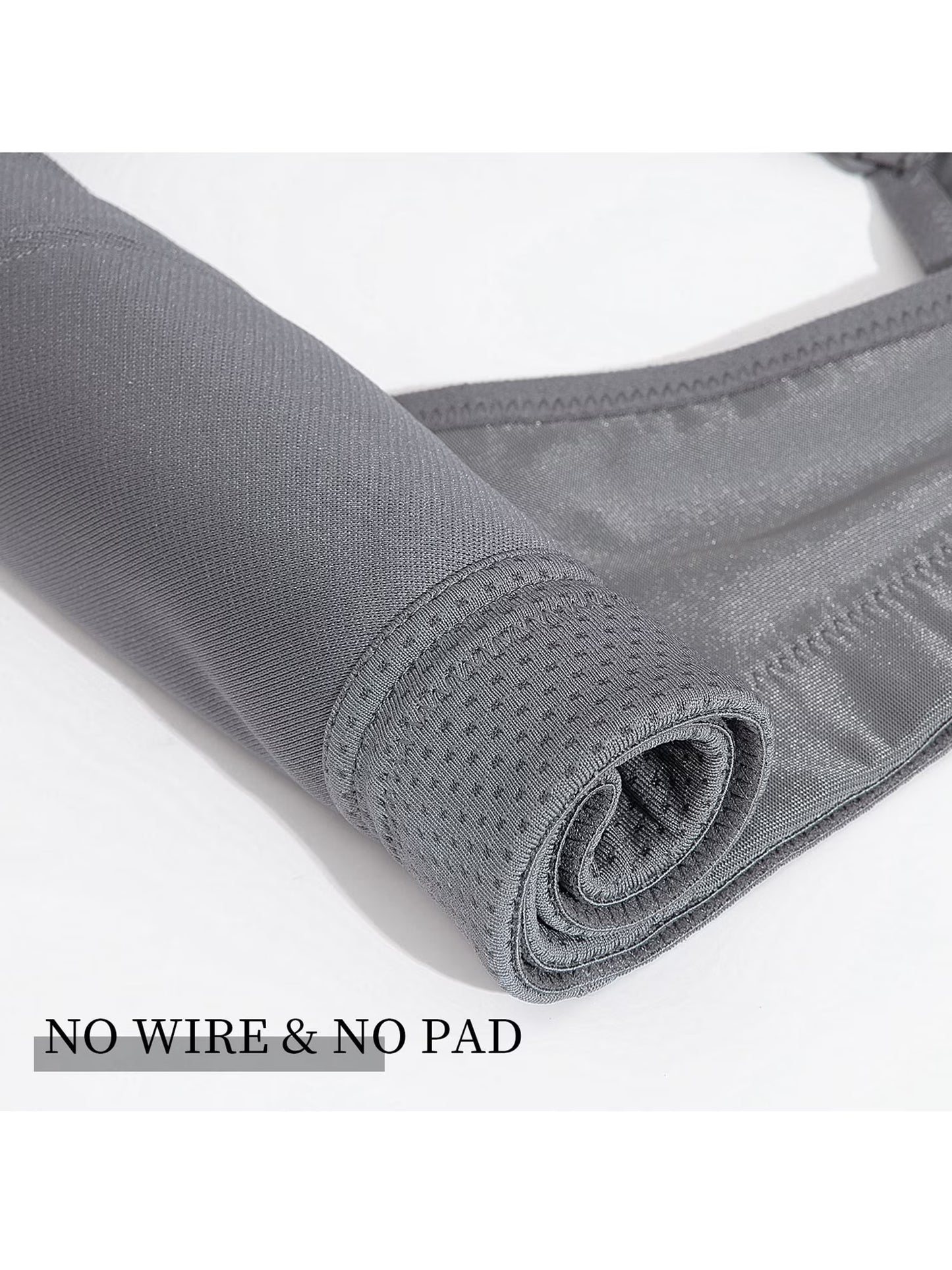 Deyllo Women's Sports Bras Plus Size High Impact Full Support Non-padded Wireless Workout Running Exercise Bra Activewear, Gray