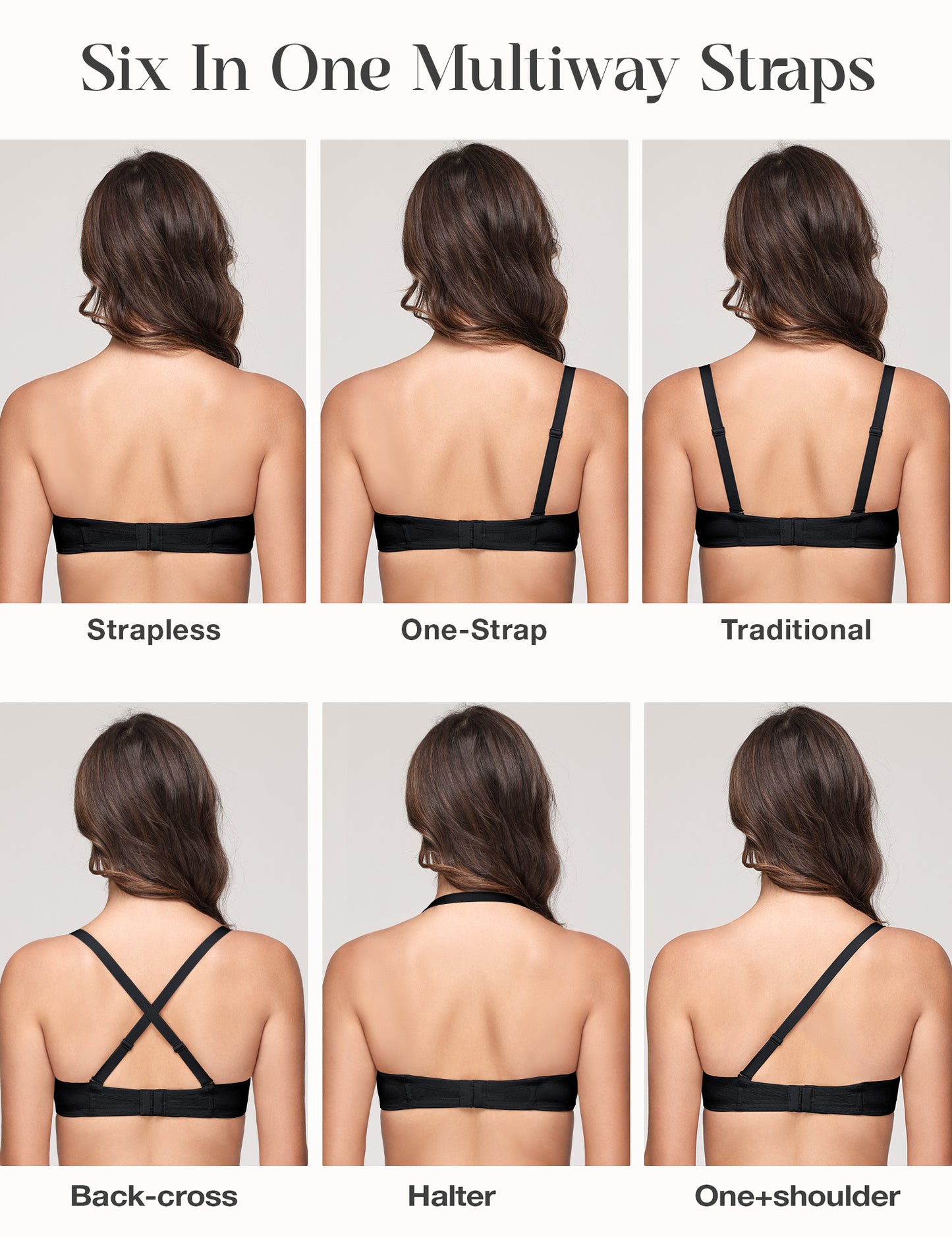 Wingslove Women's Strapless Push Up Bra Plus Size Full Figure Underwire Multiway Contour Bra,Black
