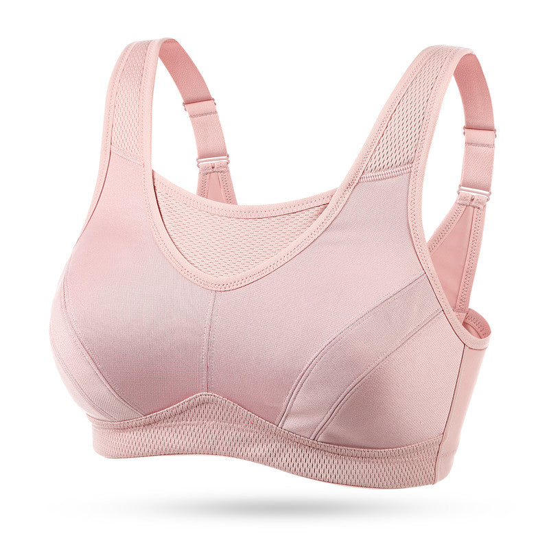 Wingslove Women's Sports Bra Full Coverage Wireless Bra Plus Size High Impact Non Padded Workout Bra,Pink