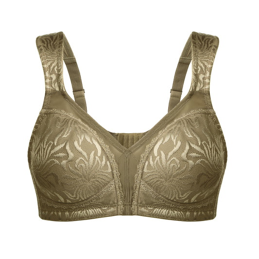 Deyllo Women's Non Padded Wireless Bras Plus Size Full Coverage Gray Minimizer Bra