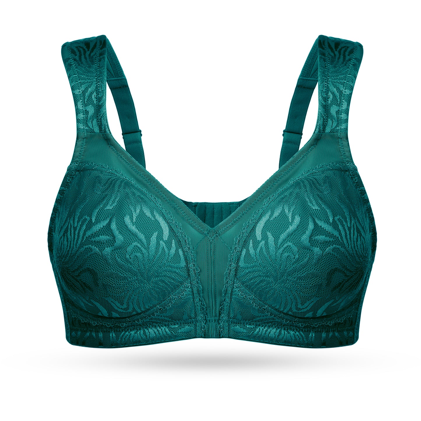 Deyllo Women's Non Padded Wireless Bras Plus Size Full Coverage Dark Green Minimizer Bra