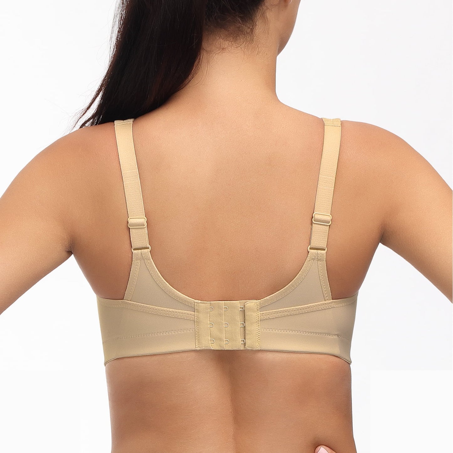 Wingslove Women's Non Padded Wireless Plus Size High Impact Sports Bra, Beige