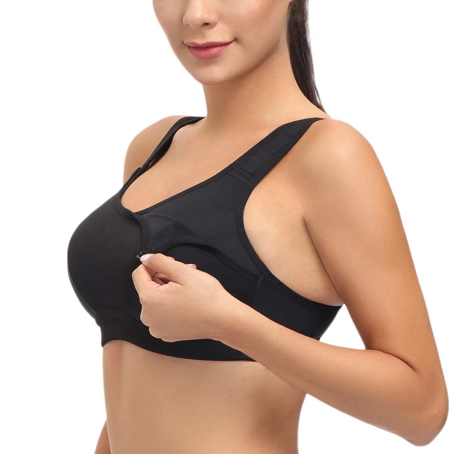 Wingslove Women's Non Padded Wireless Plus Size High Impact Sports Bra, Black