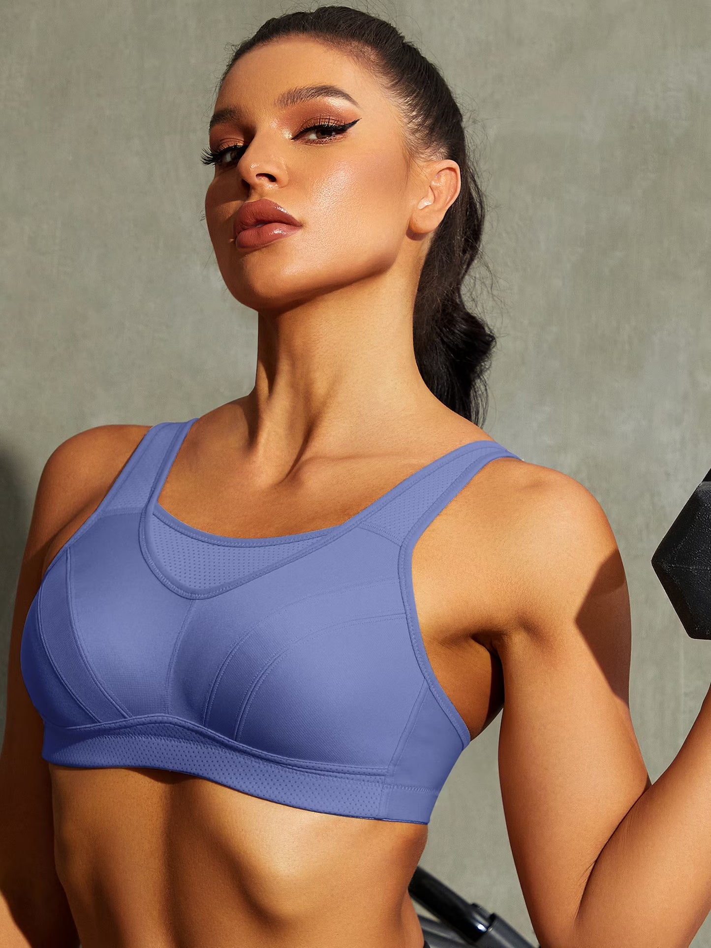 Deyllo Women Plus Size Sport Bras Full Coverage No Underwire Wireless Comfort Everyday Purple Bra