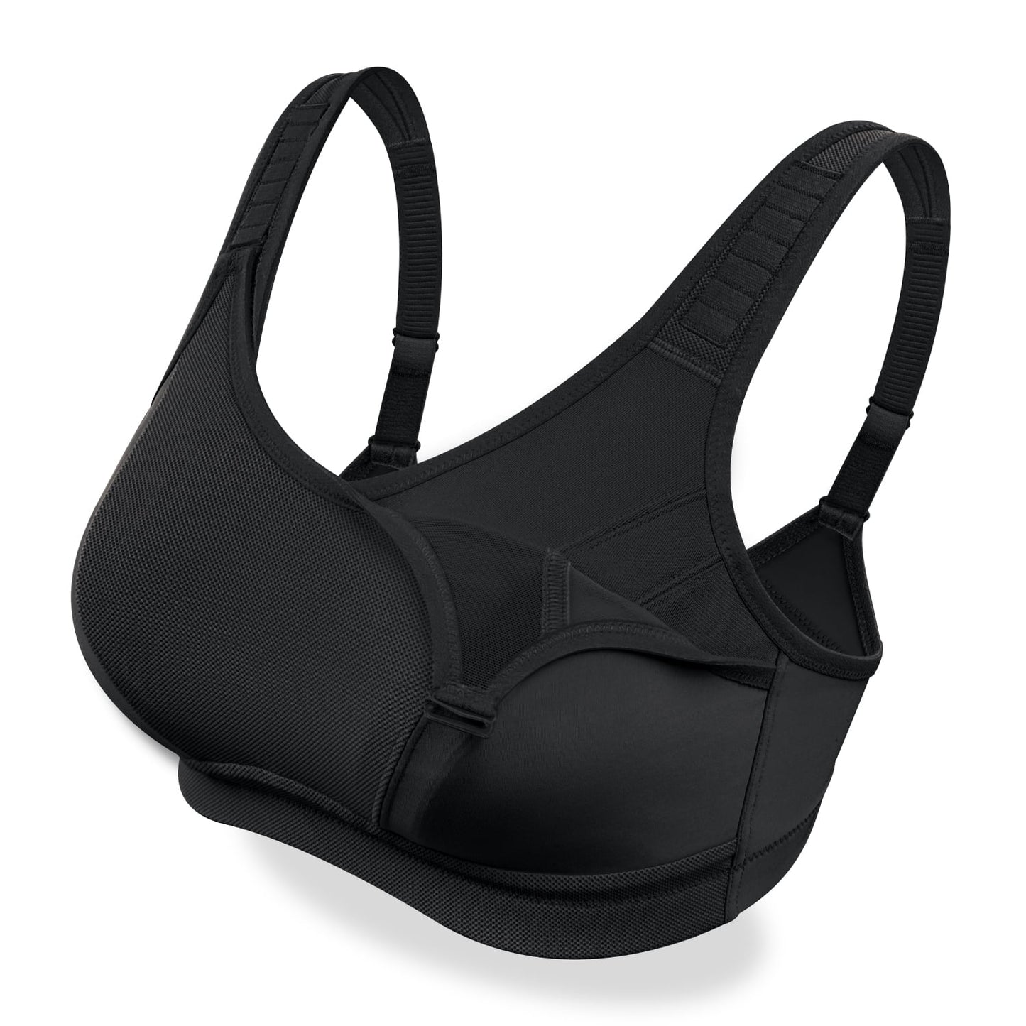 Wingslove Women's Non Padded Wireless Plus Size High Impact Sports Bra, Black