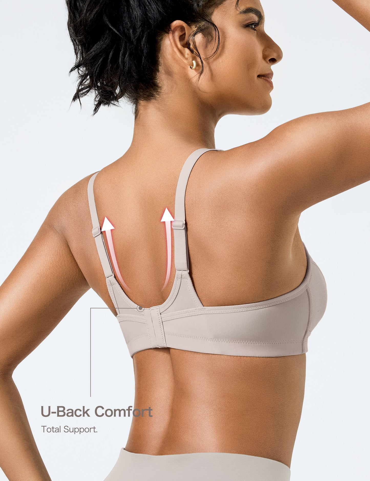 Wingslove Women's Sports Bra Full Coverage Wireless Bra Plus Size High Impact Non Padded Workout Bra,Silver Gray