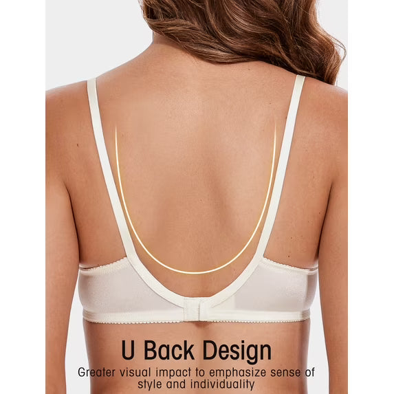 Wingslove Women's Sexy 1/2 Cup Lace Bra Balconette Mesh Underwired Demi Shelf Bra Unlined See Through Bralette,Ivory