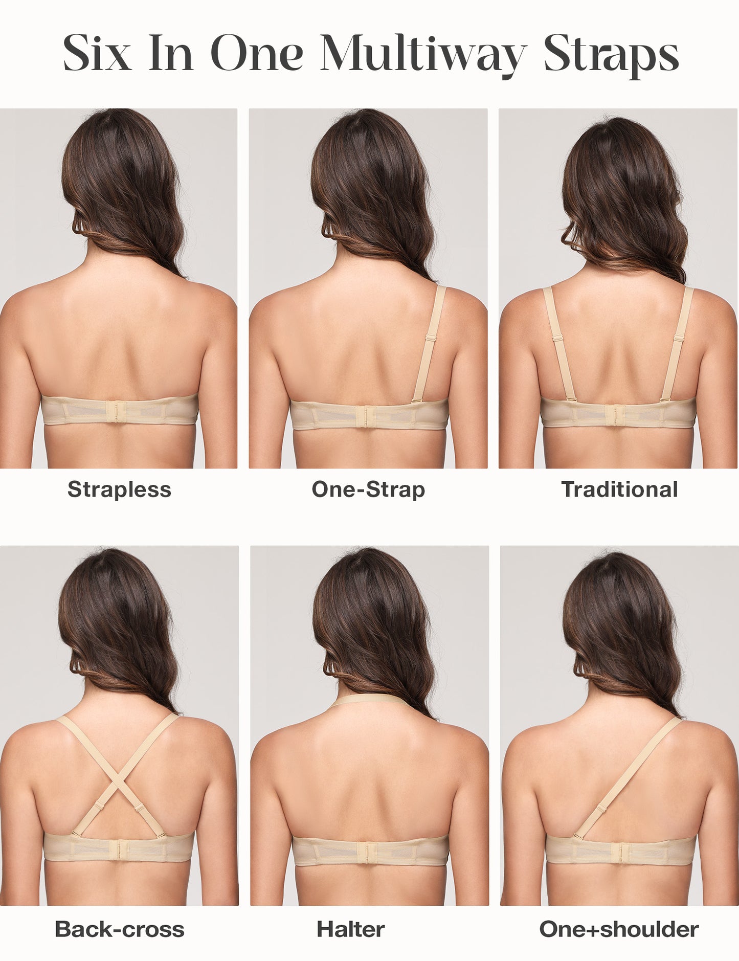 Wingslove Women's Strapless Push Up Bra Plus Size Full Figure Underwire Multiway Contour Bra,Nude