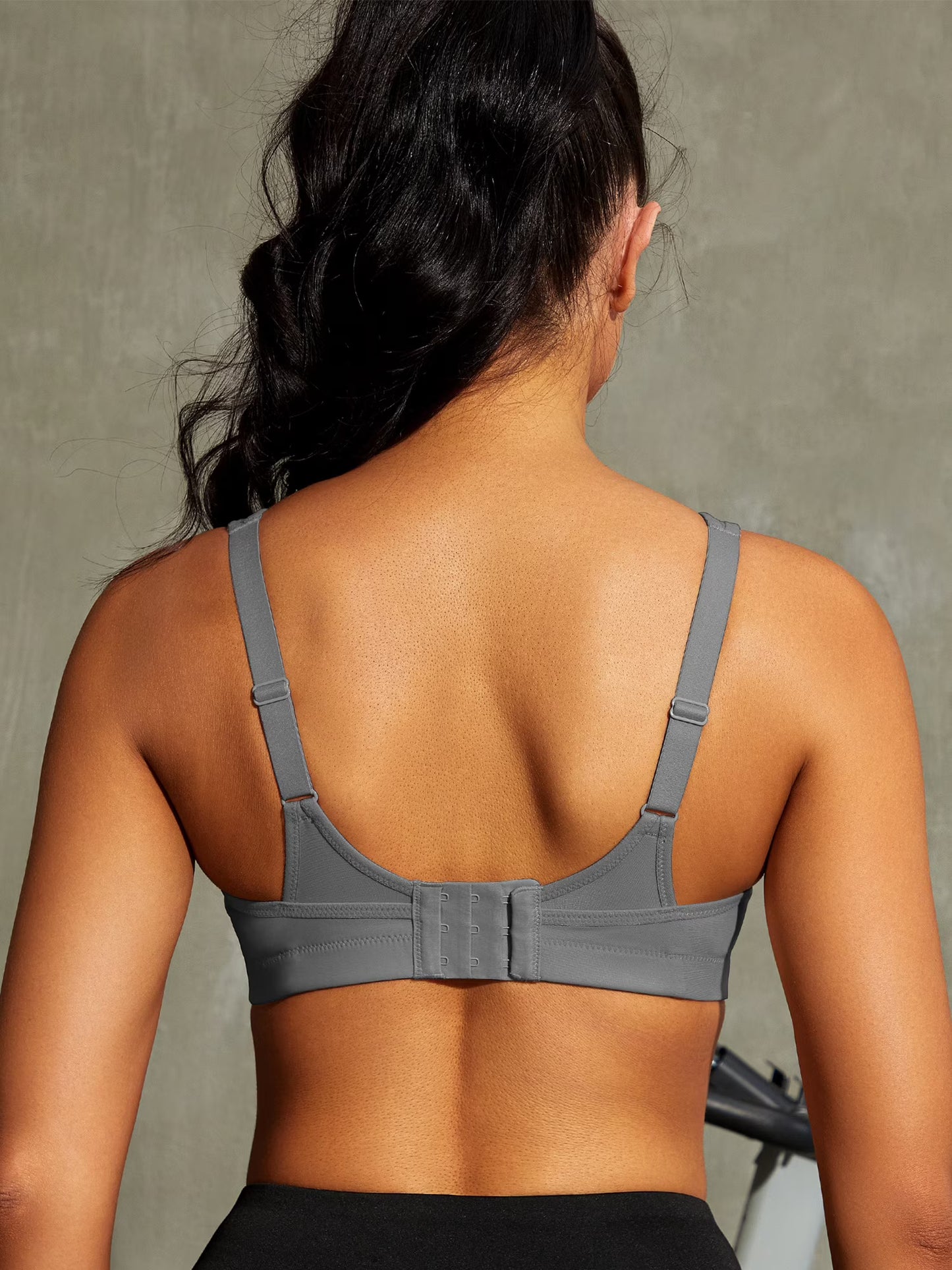 Deyllo Women's Sports Bras Plus Size High Impact Full Support Non-padded Wireless Workout Running Exercise Bra Activewear, Gray