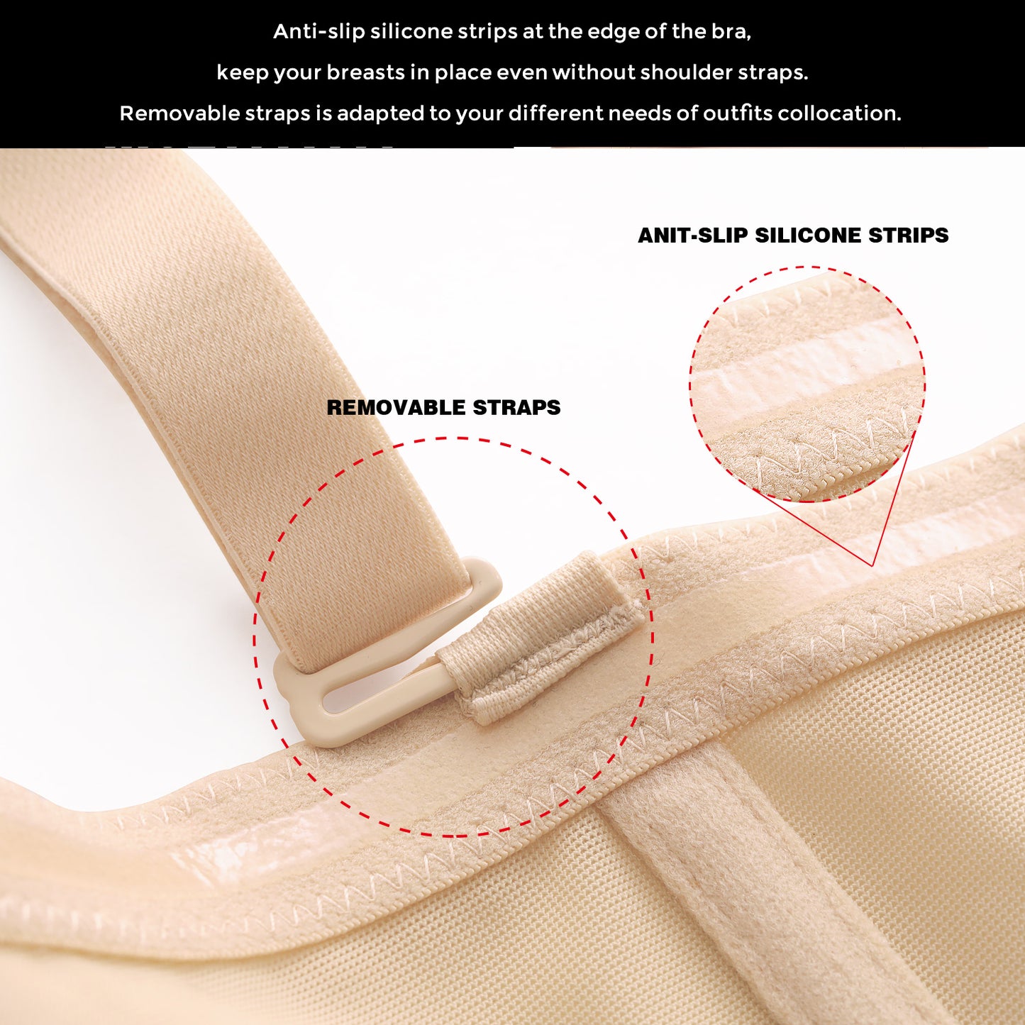 Deyllo Women's Push Up Strapless Bras Full Cup Plus Size Underwire Support Padded Bra Beige Bras
