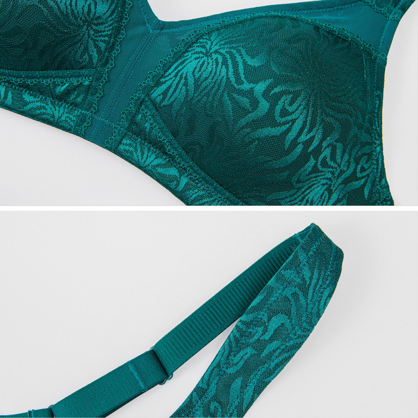 Deyllo Women's Non Padded Wireless Bras Plus Size Full Coverage Dark Green Minimizer Bra