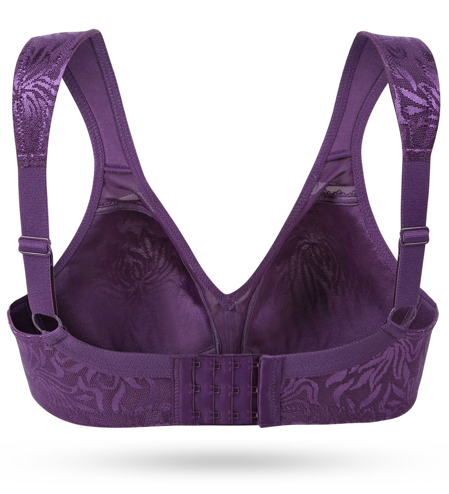 Deyllo Women's Non Padded Wireless Bras Plus Size Full Coverage Purple Minimizer Bra