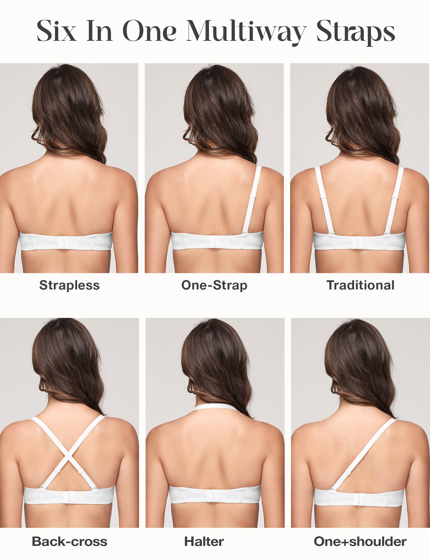 Wingslove Women's Strapless Push Up Bra Plus Size Full Figure Underwire Multiway Contour Bra,White