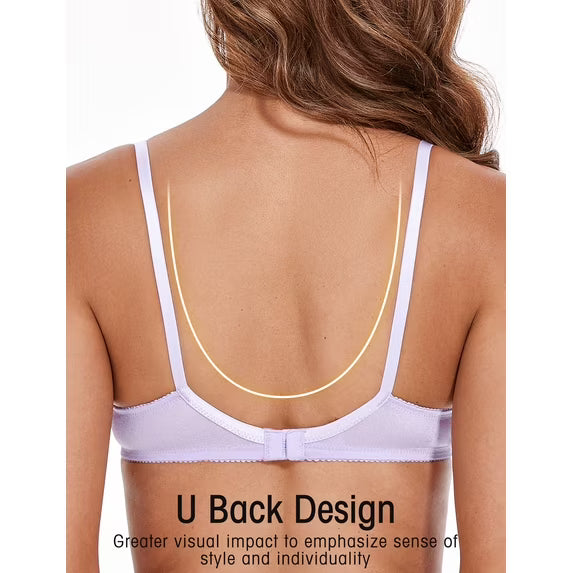 Wingslove Women's Sexy 1/2 Cup Lace Bra Balconette Mesh Underwired Demi Shelf Bra Unlined See Through Bralette,Light Purple