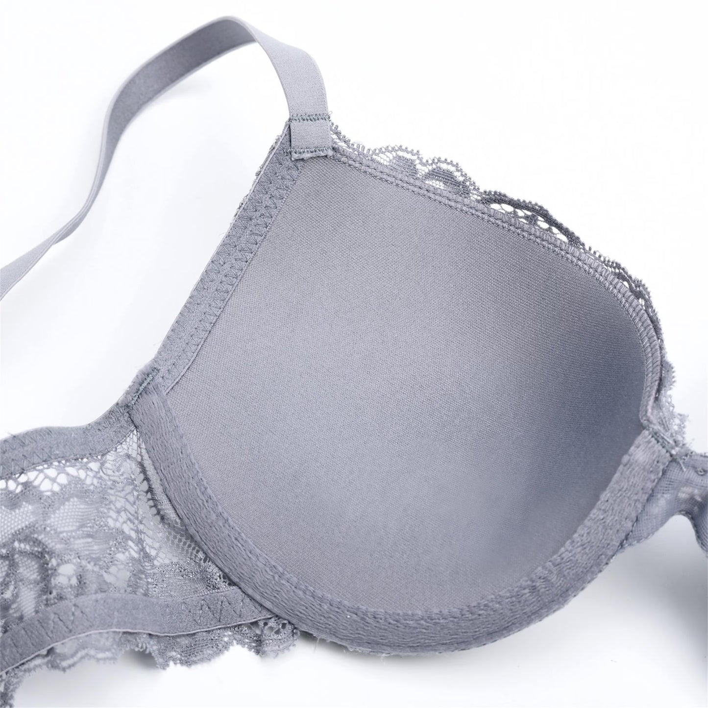 Wingslove Women's Push Up Sexy Lace Padded Plunge Underwire Lift Up Bras Add 1 Cup Boost Brassiere,Gray