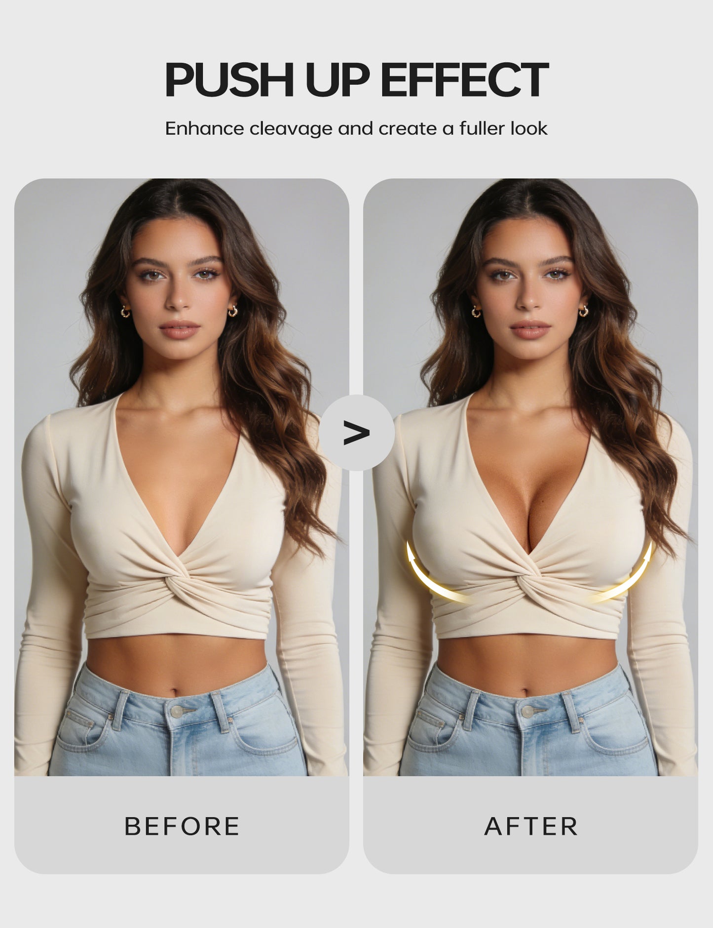 Wingslove Womens Push-up Bra Deep V Plunge Underwire T-Shirt Bra, Elephant Grey