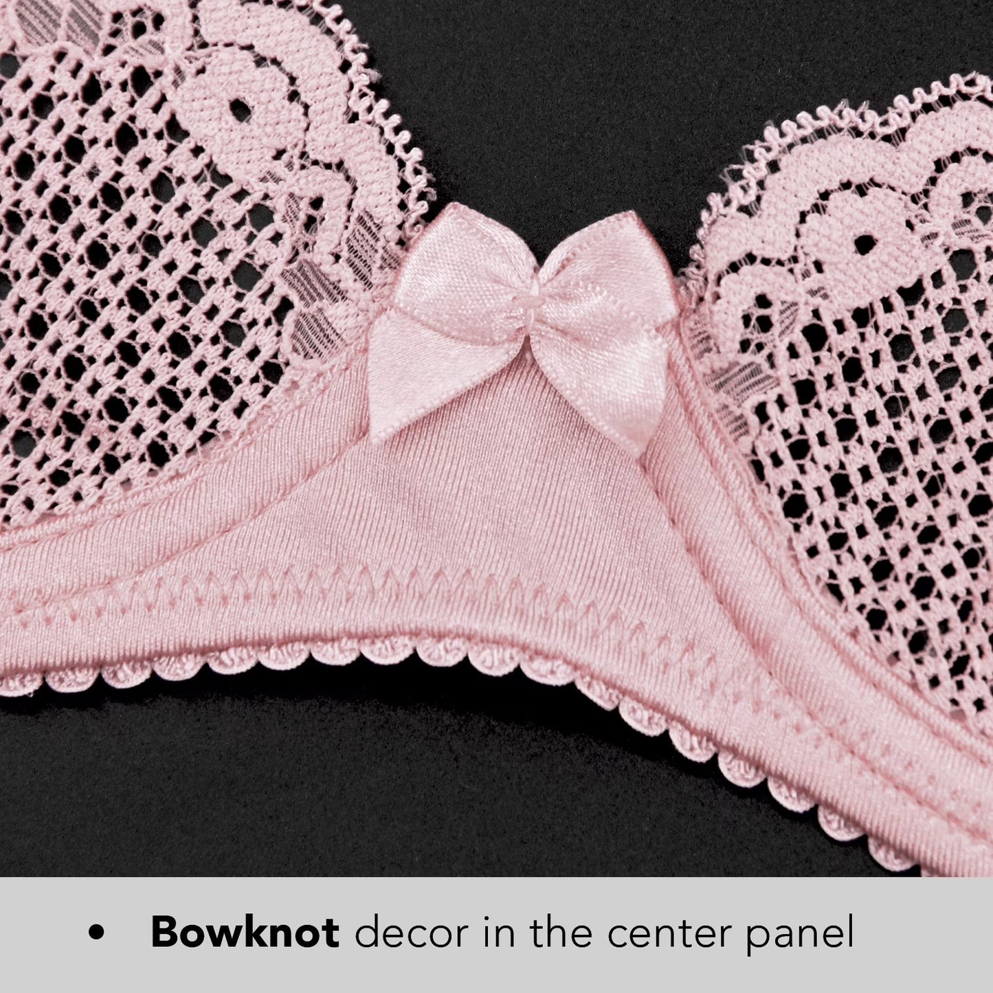 Wingslove Women's Sexy 1/2 Cup Lace Bra Balconette Mesh Underwired Demi Shelf Bra Unlined See Through Bralette,Pink